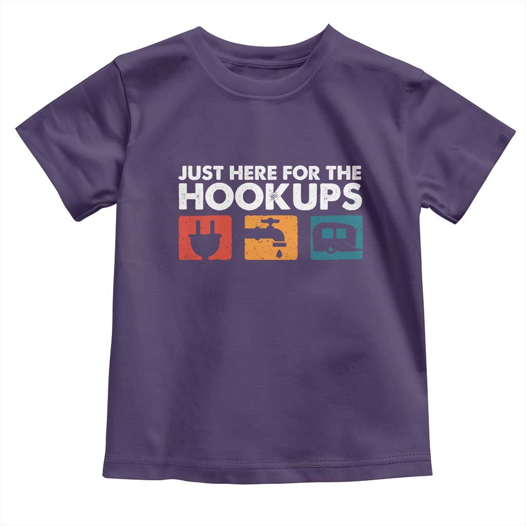 Camping RV Toddler T Shirt Funny Just Here for The Hookups Caravan Motorhome TS10 Purple Print Your Wear