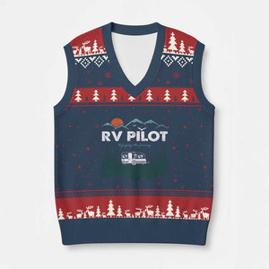 RV Pilot Camping V-Neck Knit Sweater Vest Retro Motorhome Travel Vacation Gift TS10 Navy Red Print Your Wear