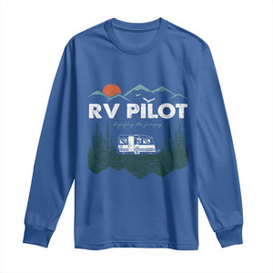 RV Pilot Camping Long Sleeve Shirt Retro Motorhome Travel Vacation Gift TS10 Royal Blue Print Your Wear