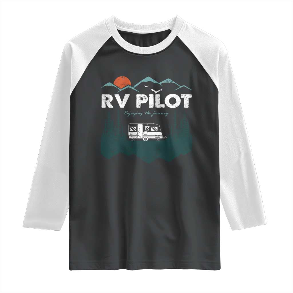 RV Pilot Camping Raglan Shirt Retro Motorhome Travel Vacation Gift TS10 Black White Print Your Wear