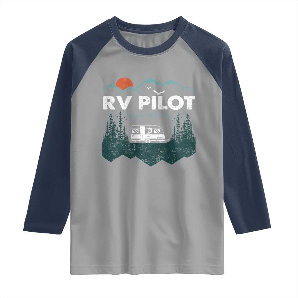 RV Pilot Camping Raglan Shirt Retro Motorhome Travel Vacation Gift TS10 Sport Gray Navy Print Your Wear