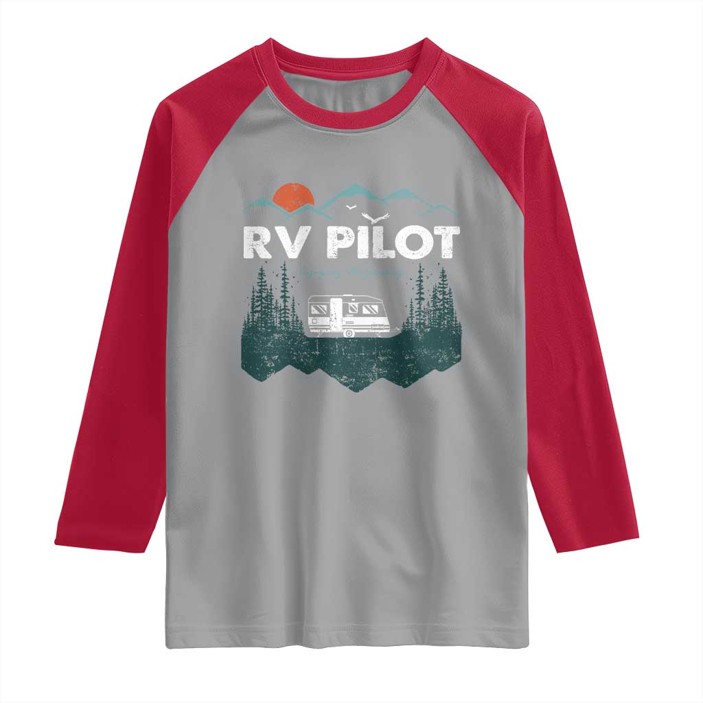 RV Pilot Camping Raglan Shirt Retro Motorhome Travel Vacation Gift TS10 Sport Gray Red Print Your Wear