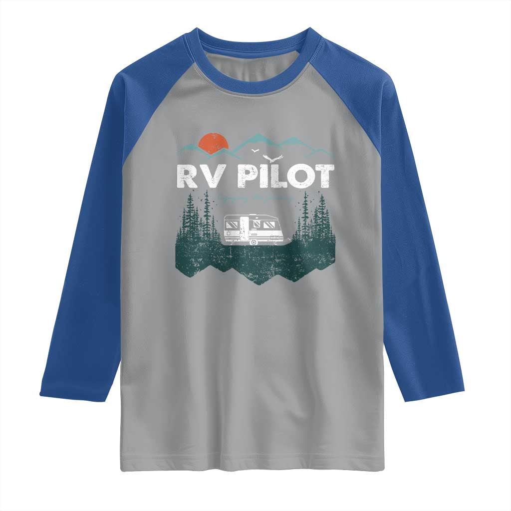 RV Pilot Camping Raglan Shirt Retro Motorhome Travel Vacation Gift TS10 Sport Gray Royal Print Your Wear