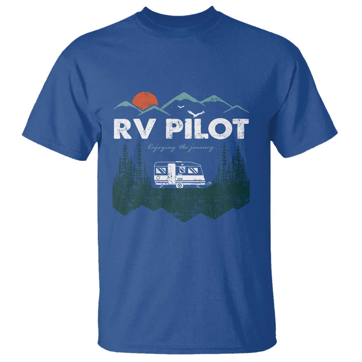 RV Pilot Camping T Shirt Retro Motorhome Travel Vacation Gift TS10 Royal Blue Print Your Wear