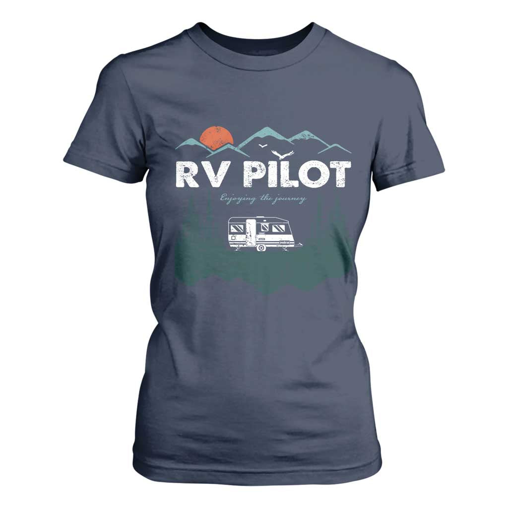 RV Pilot Camping T Shirt For Women Retro Motorhome Travel Vacation Gift TS10 Navy Print Your Wear