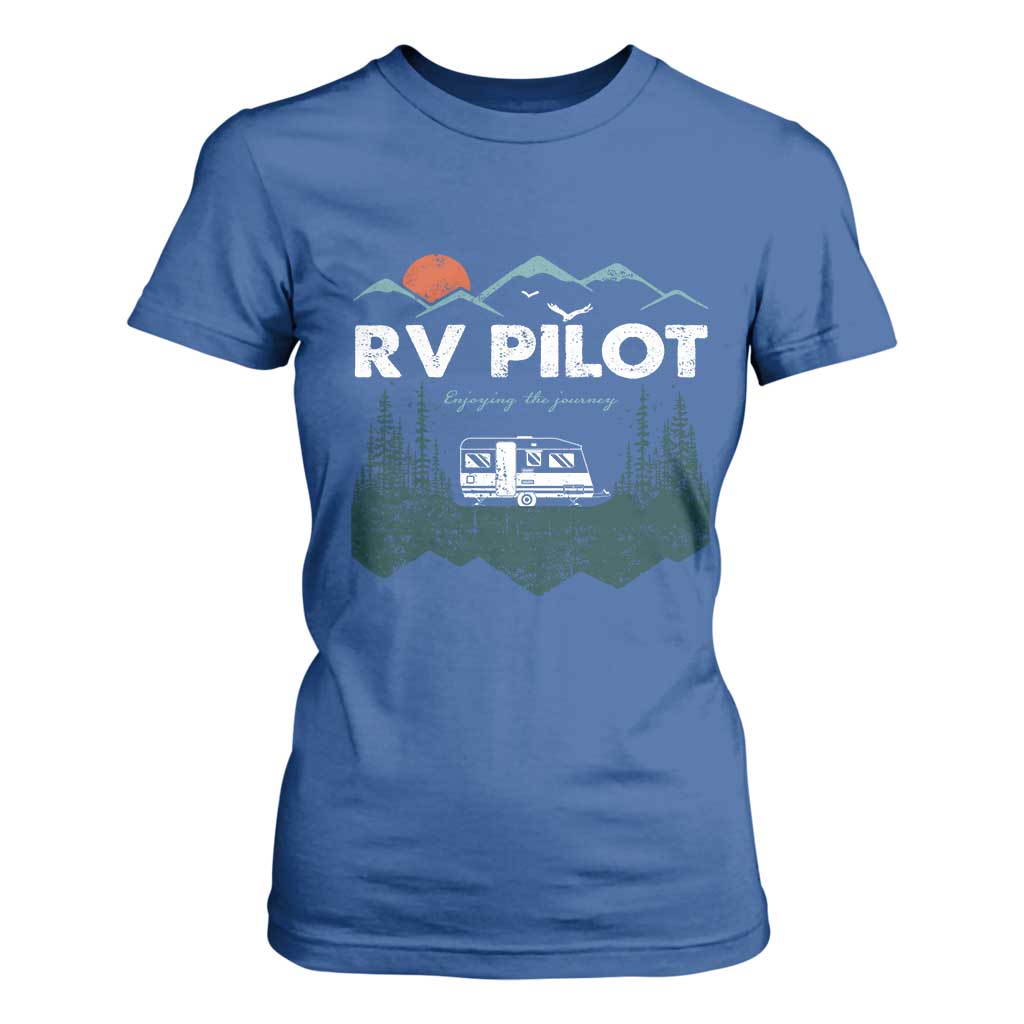 RV Pilot Camping T Shirt For Women Retro Motorhome Travel Vacation Gift TS10 Royal Blue Print Your Wear