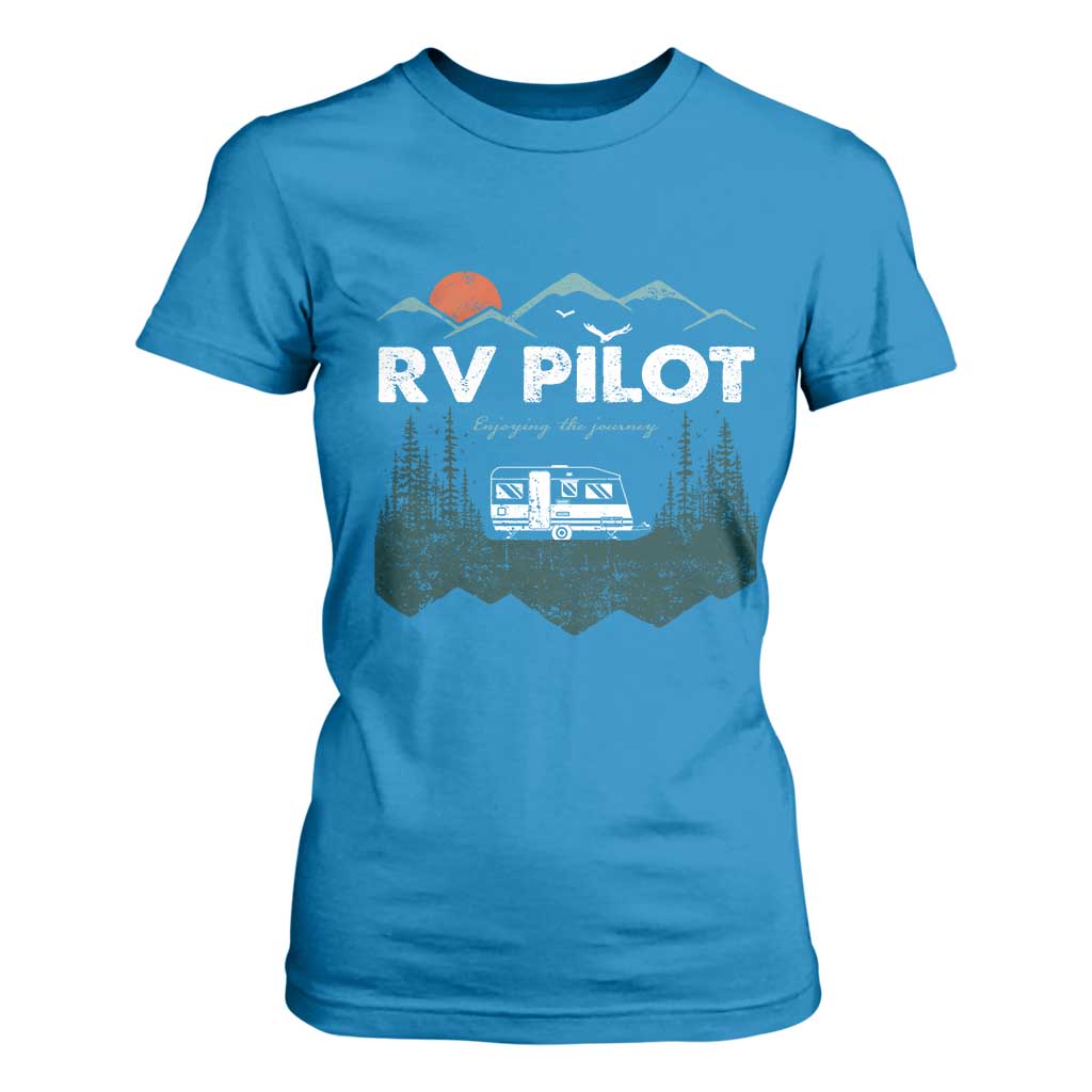 RV Pilot Camping T Shirt For Women Retro Motorhome Travel Vacation Gift TS10 Sapphire Print Your Wear
