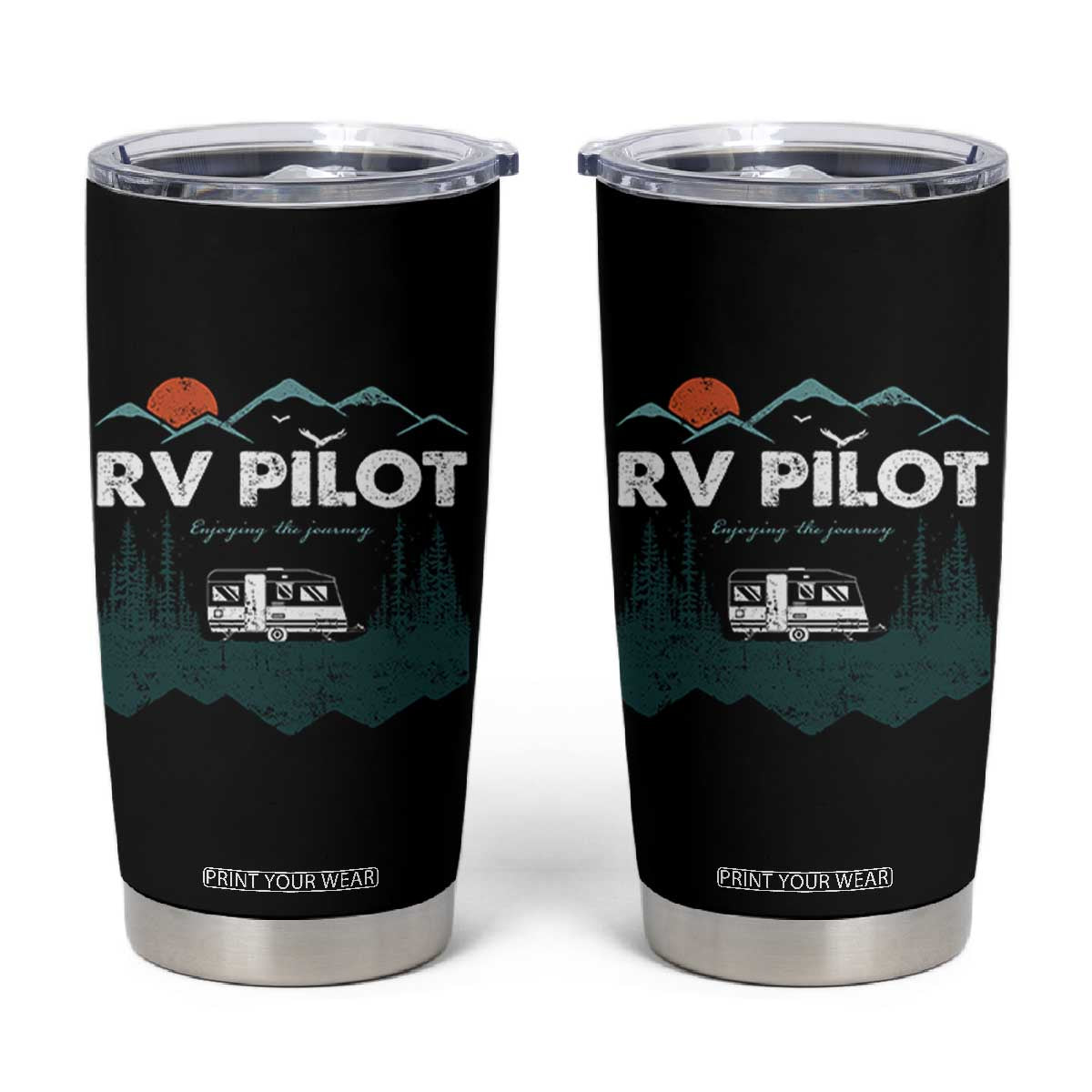 RV Pilot Camping Tumbler Cup Retro Motorhome Travel Vacation Gift TS10 Black Print Your Wear