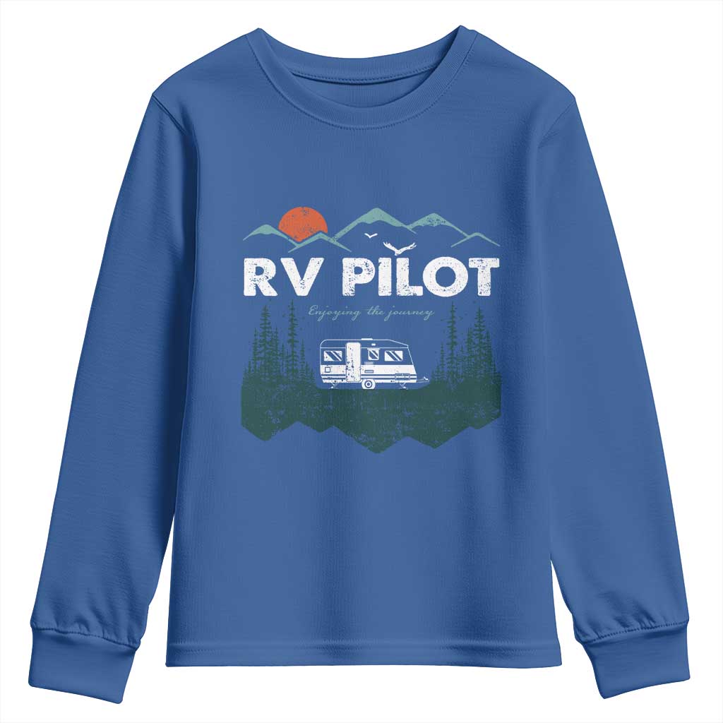 RV Pilot Camping Youth Sweatshirt Retro Motorhome Travel Vacation Gift TS10 Royal Blue Print Your Wear