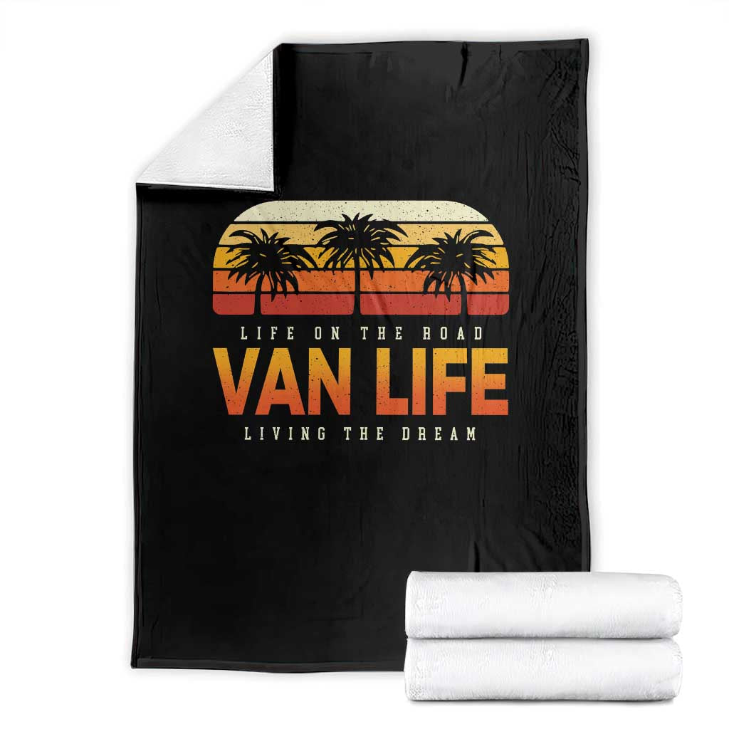 Van Life Throw Blanket Retro Camping RV Motorhome Travel Vacation Gift TS10 Black Print Your Wear