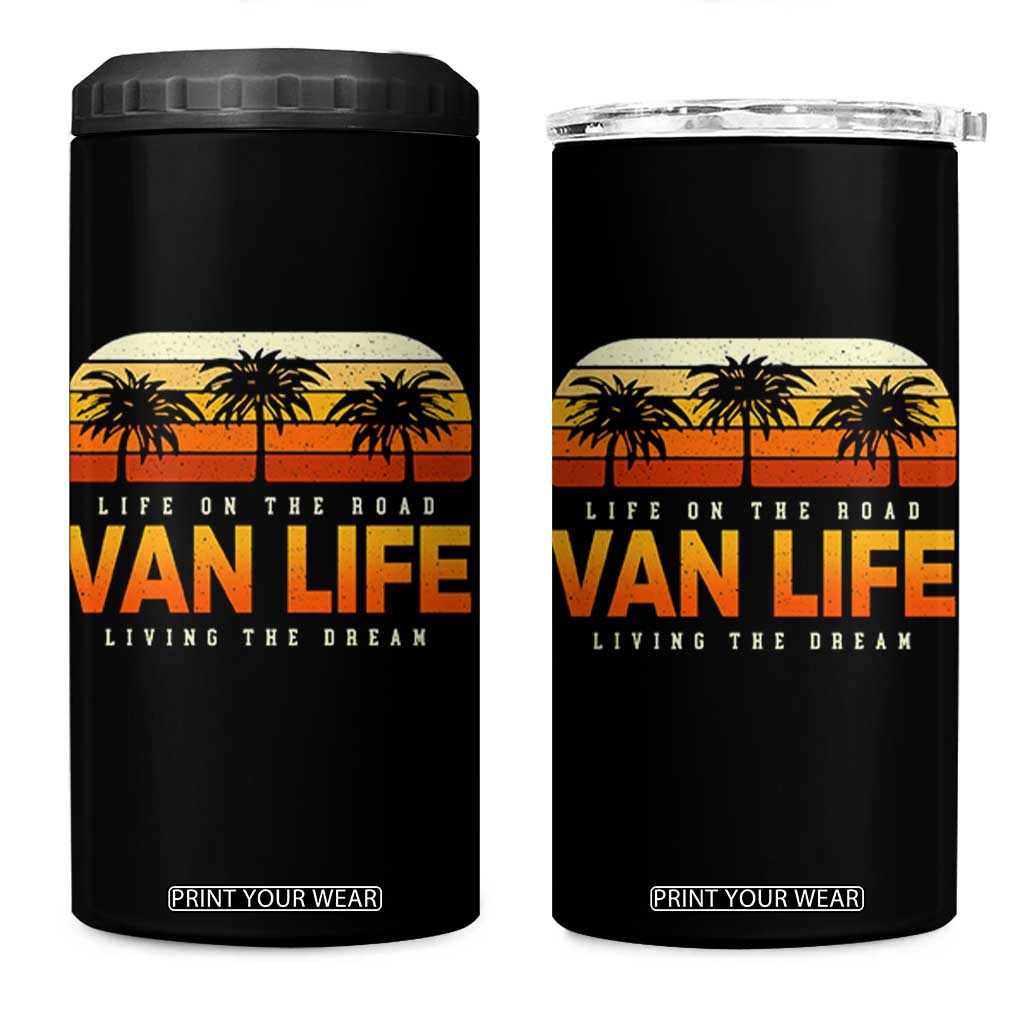 Van Life 4 in 1 Can Cooler Tumbler Retro Camping RV Motorhome Travel Vacation Gift TS10 One Size: 16 oz Black Print Your Wear