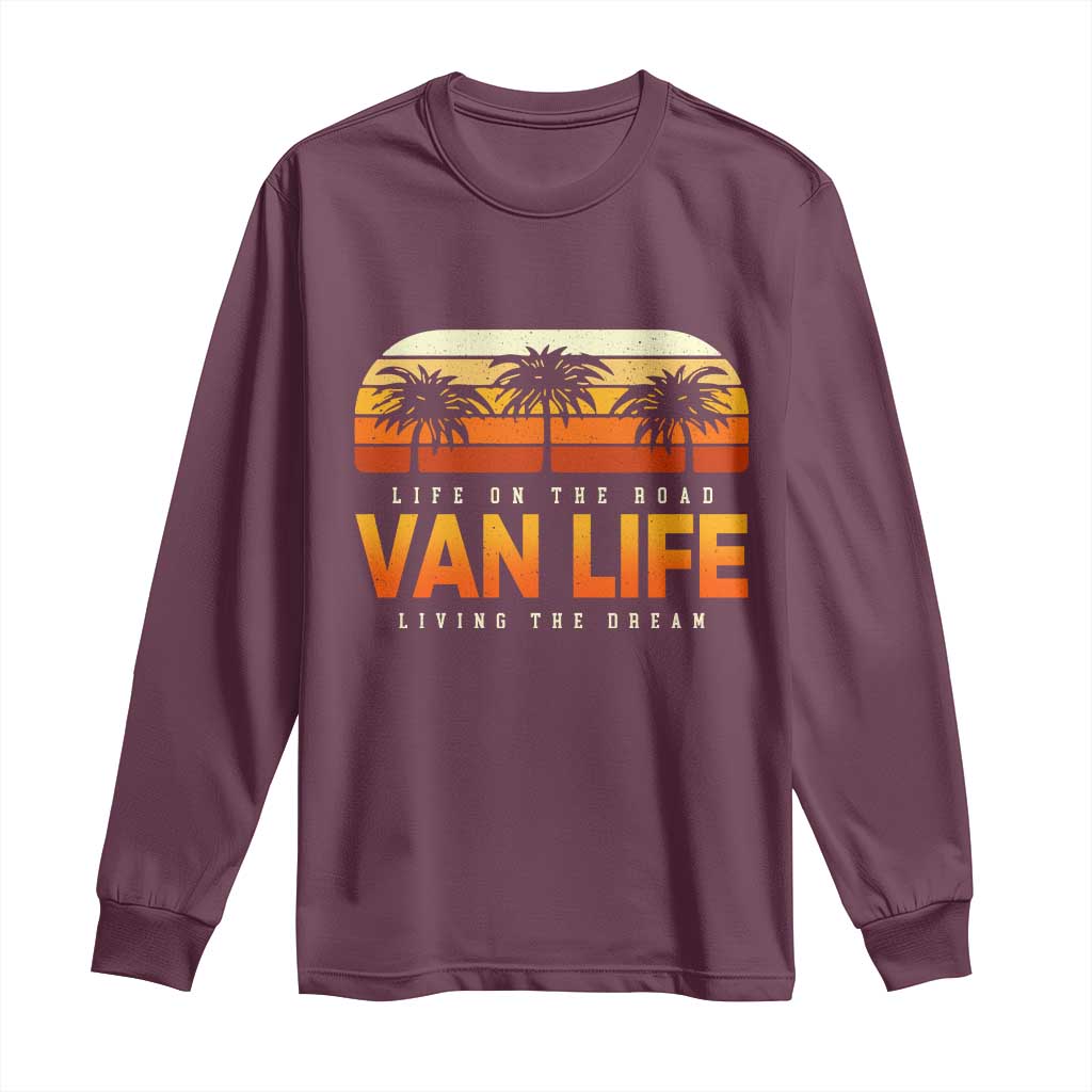 Van Life Long Sleeve Shirt Retro Camping RV Motorhome Travel Vacation Gift TS10 Maroon Print Your Wear