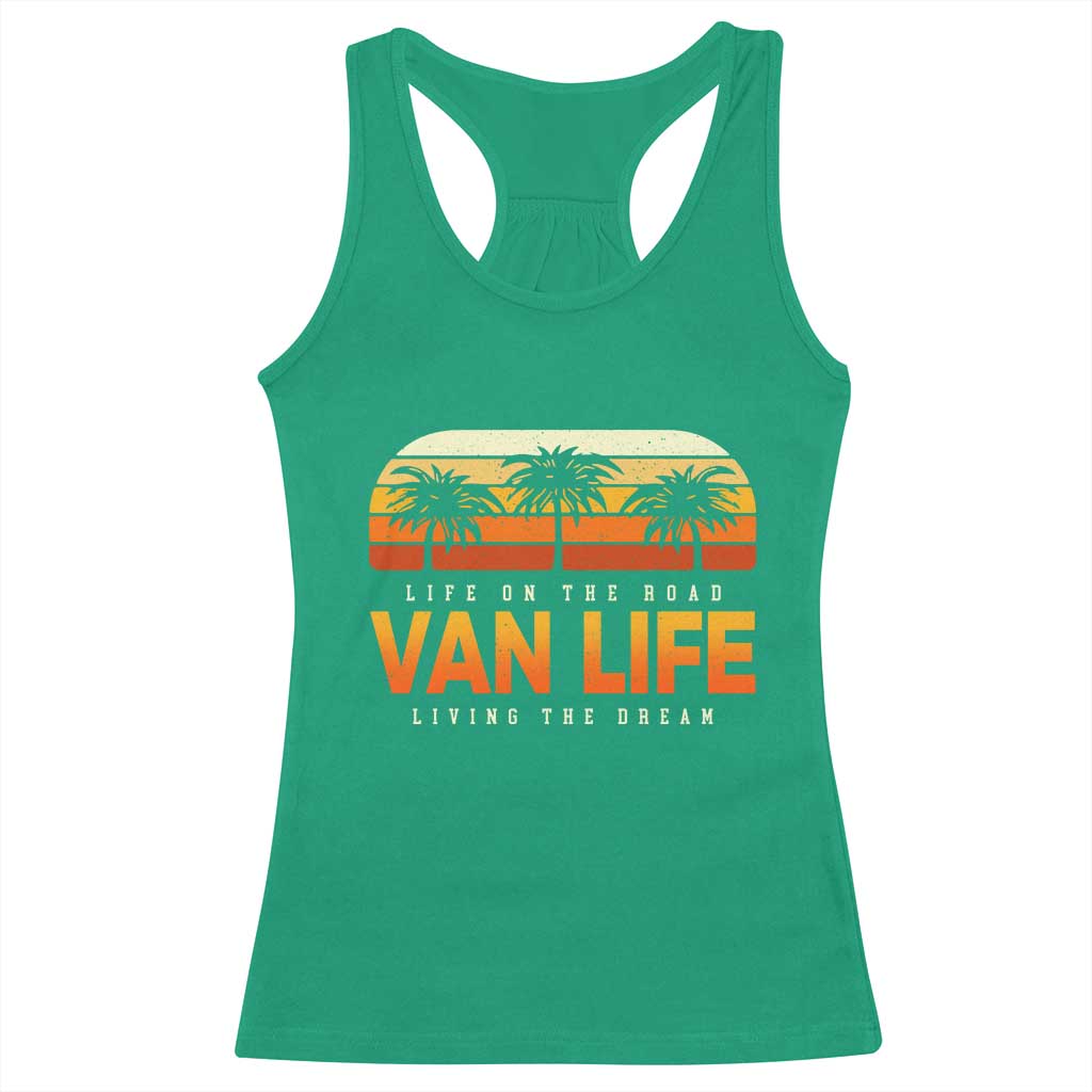 Van Life Racerback Tank Top Retro Camping RV Motorhome Travel Vacation Gift TS10 Irish Green Print Your Wear