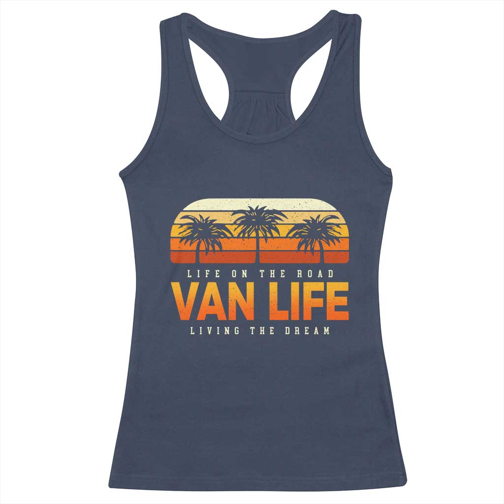 Van Life Racerback Tank Top Retro Camping RV Motorhome Travel Vacation Gift TS10 Navy Print Your Wear