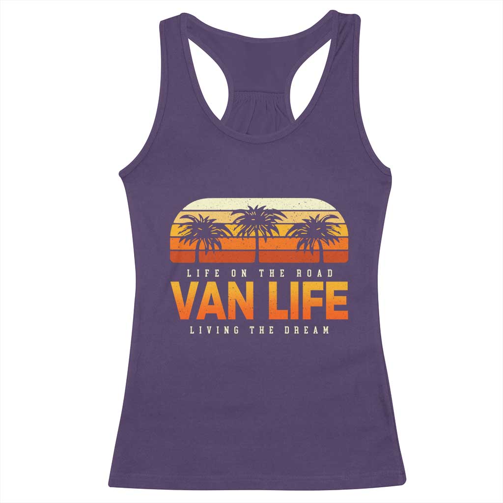 Van Life Racerback Tank Top Retro Camping RV Motorhome Travel Vacation Gift TS10 Purple Print Your Wear