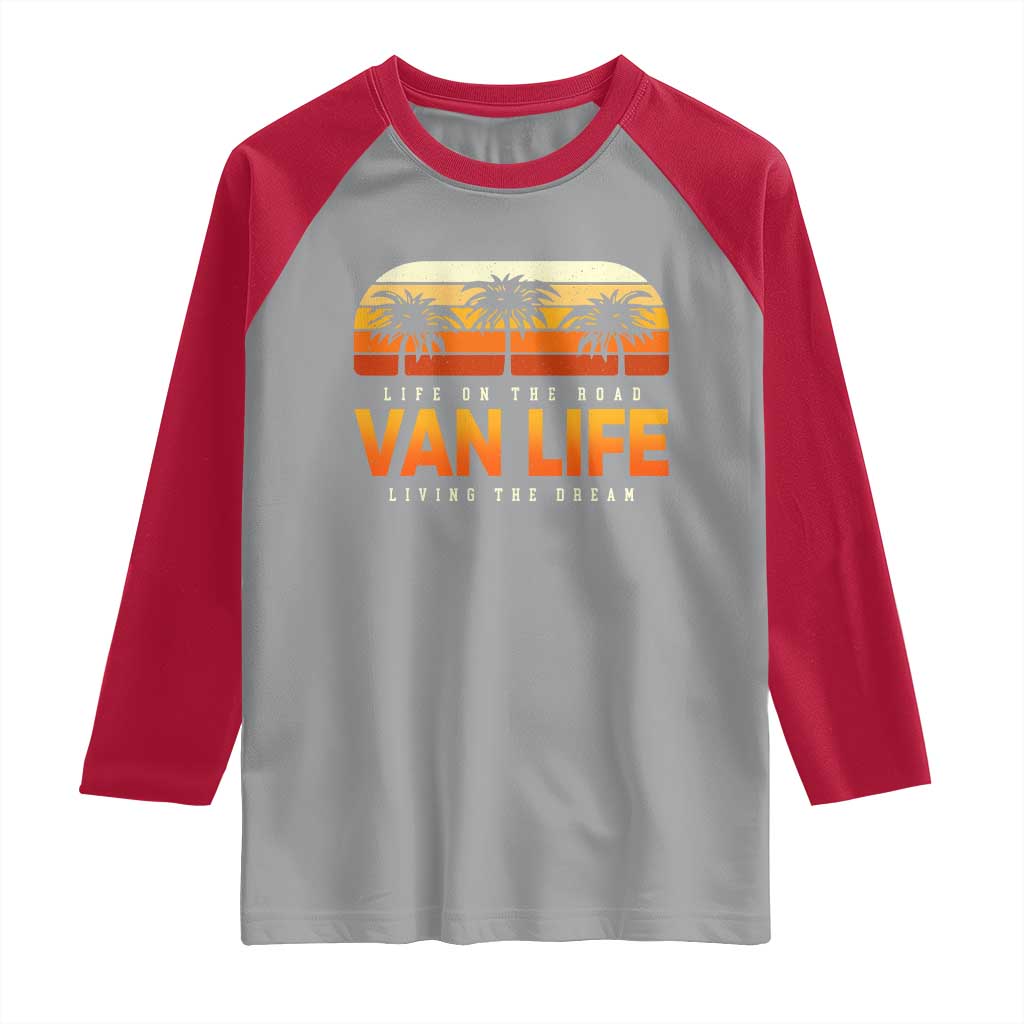 Van Life Raglan Shirt Retro Camping RV Motorhome Travel Vacation Gift TS10 Sport Gray Red Print Your Wear