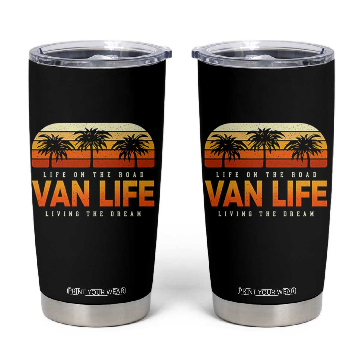 Van Life Tumbler Cup Retro Camping RV Motorhome Travel Vacation Gift TS10 Black Print Your Wear