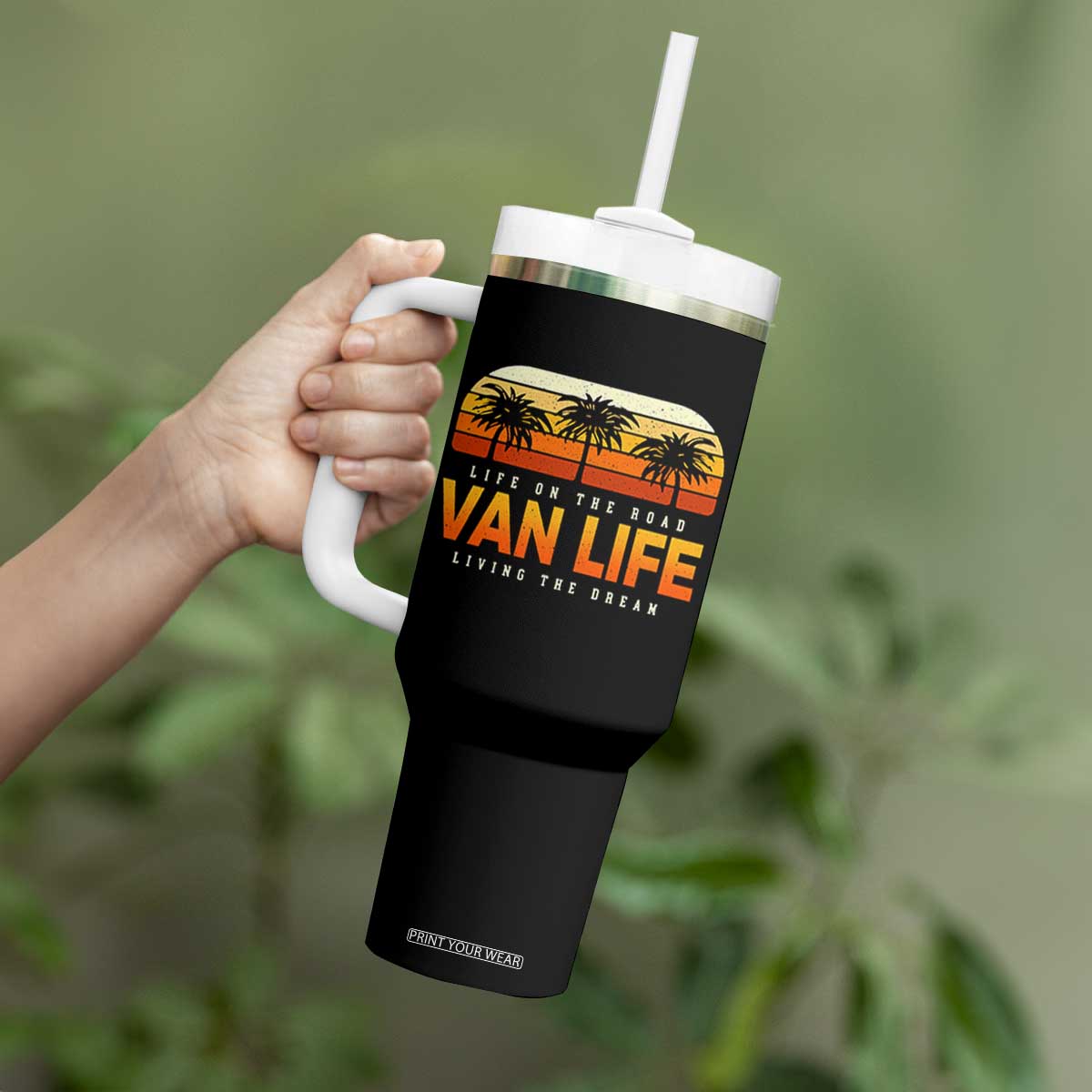 Van Life Tumbler With Handle Retro Camping RV Motorhome Travel Vacation Gift TS10 Print Your Wear