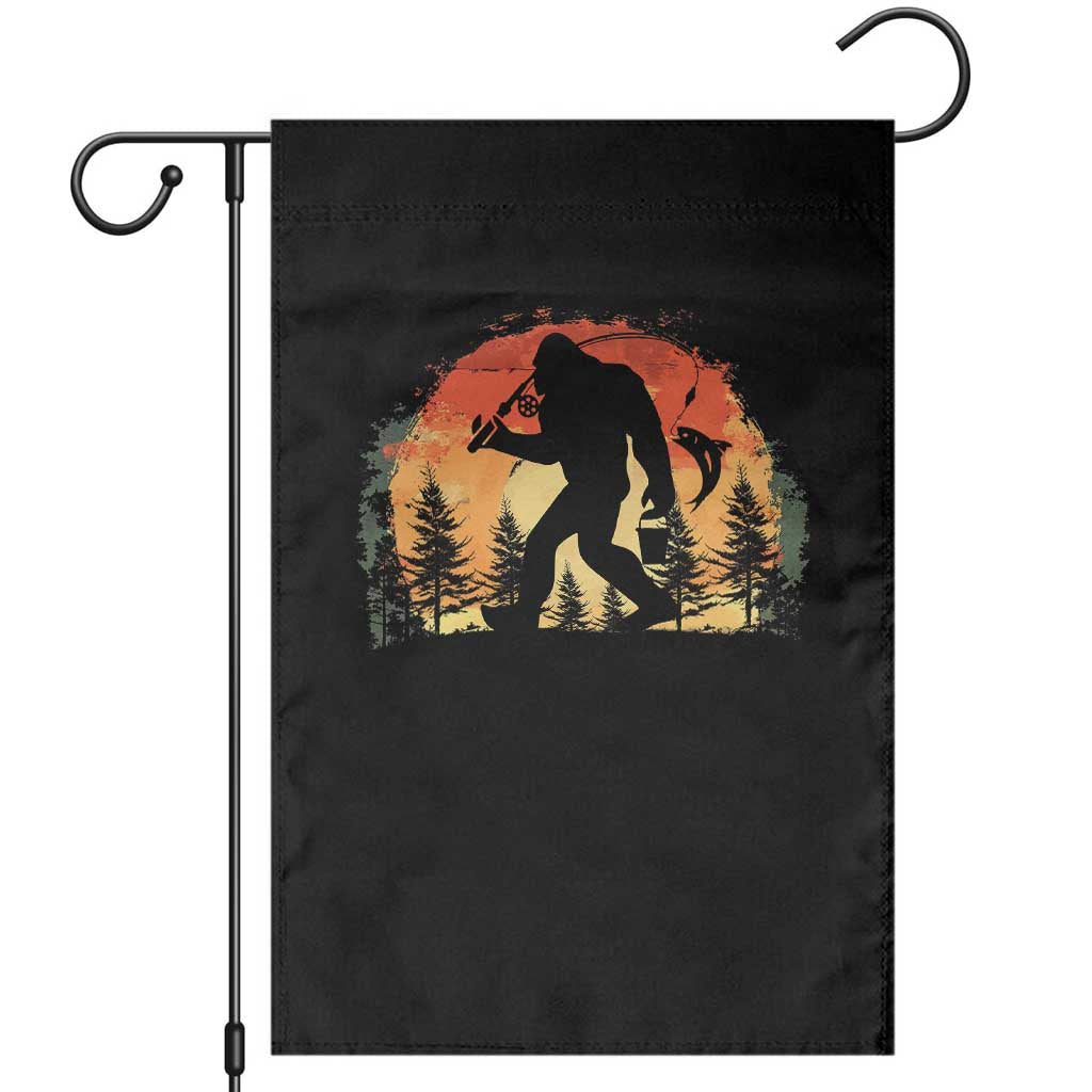 Bigfoot Fishing Garden Flag Funny Retro Sasquatch Fisherman Dad TS10 Black Print Your Wear