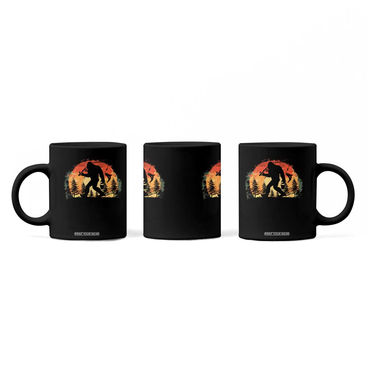 Bigfoot Fishing Coffee Mug Funny Retro Sasquatch Fisherman Dad TS10 Print Your Wear