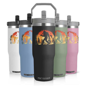 Bigfoot Fishing Flip Straw Tumbler Funny Retro Sasquatch Fisherman Dad TS10 Print Your Wear