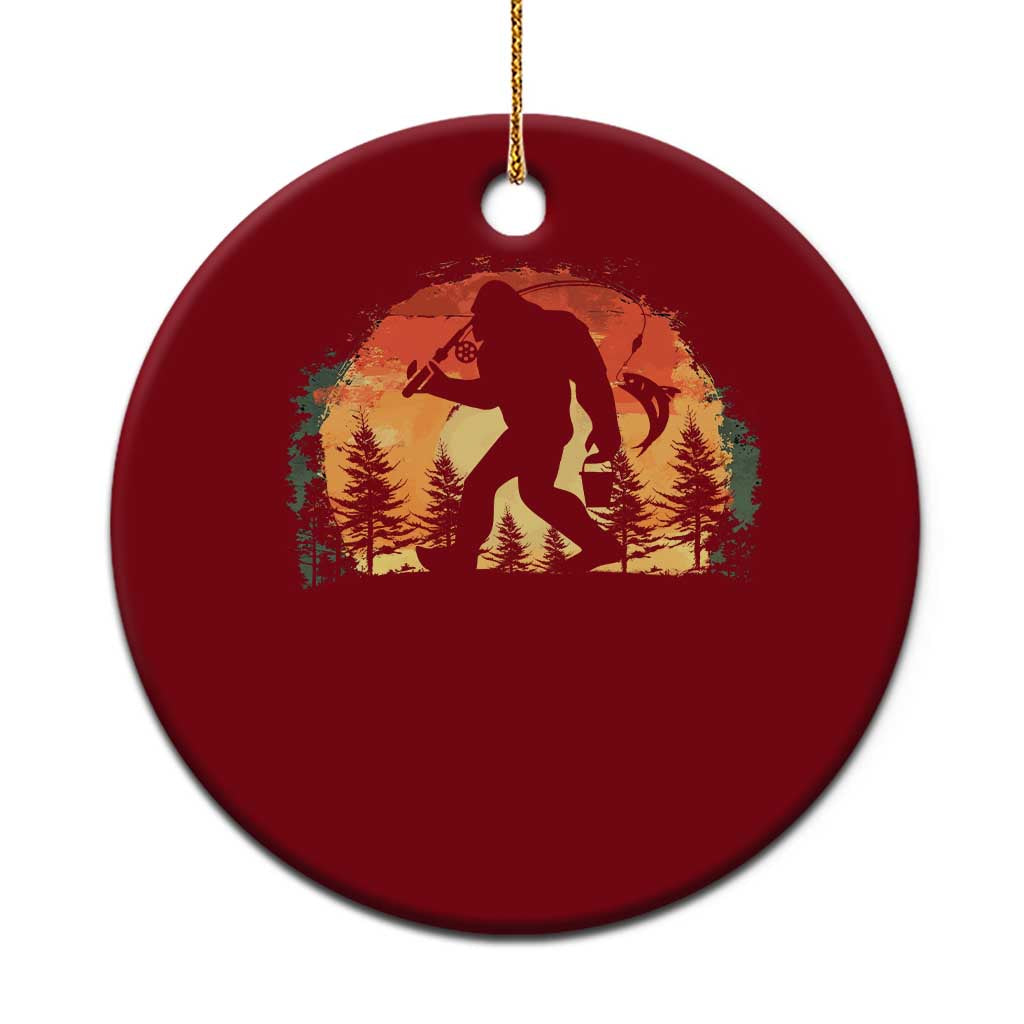 Bigfoot Fishing Ceramic Ornament Funny Retro Sasquatch Fisherman Dad TS10 1pc Red Print Your Wear