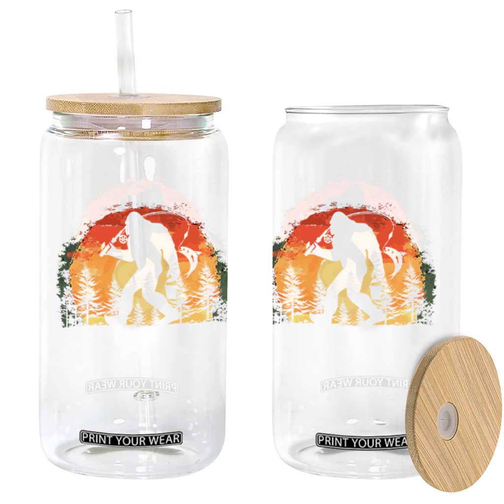 Bigfoot Fishing Glass Can Funny Retro Sasquatch Fisherman Dad TS10 Print Your Wear