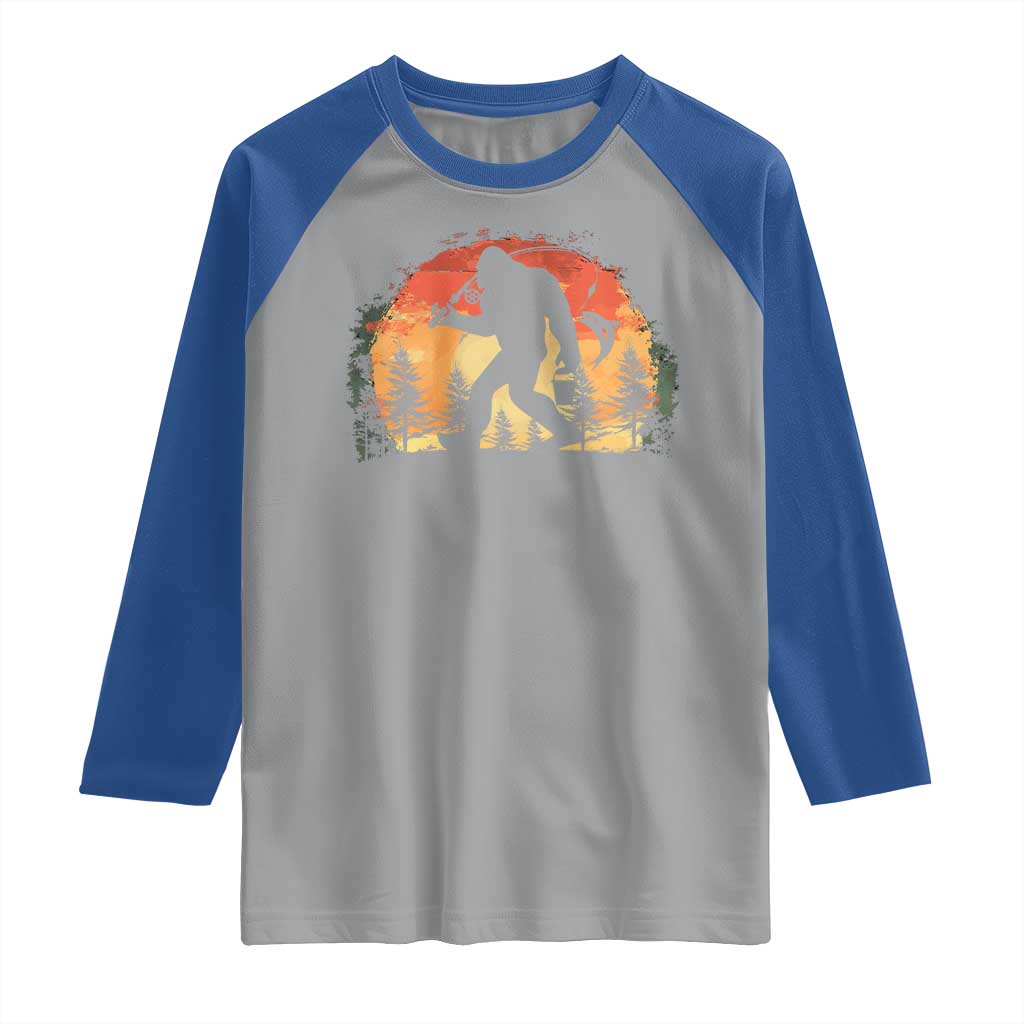 Bigfoot Fishing Raglan Shirt Funny Retro Sasquatch Fisherman Dad TS10 Sport Gray Royal Print Your Wear