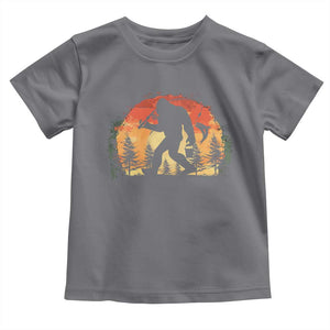 Bigfoot Fishing Toddler T Shirt Funny Retro Sasquatch Fisherman Dad TS10 Charcoal Print Your Wear