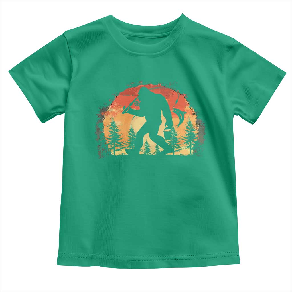 Bigfoot Fishing Toddler T Shirt Funny Retro Sasquatch Fisherman Dad TS10 Irish Green Print Your Wear