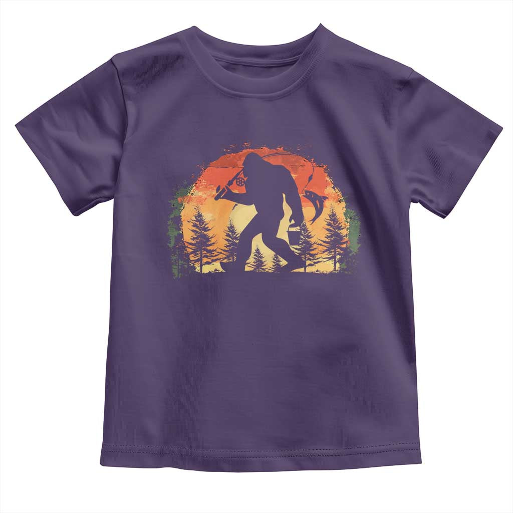 Bigfoot Fishing Toddler T Shirt Funny Retro Sasquatch Fisherman Dad TS10 Purple Print Your Wear