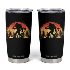 Bigfoot Fishing Tumbler Cup Funny Retro Sasquatch Fisherman Dad TS10 Black Print Your Wear