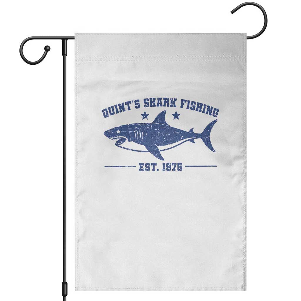 Retro Fisher Birthday Garden Flag Vintage Quints Shark Fishing 1975 TS10 White Print Your Wear