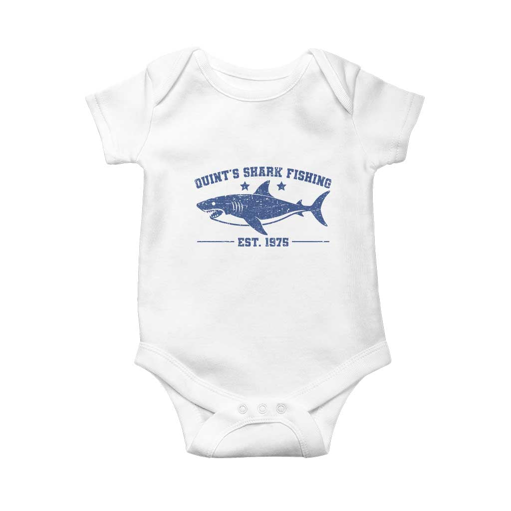 Retro Fisher Birthday Baby Onesie Vintage Quints Shark Fishing 1975 TS10 White Print Your Wear