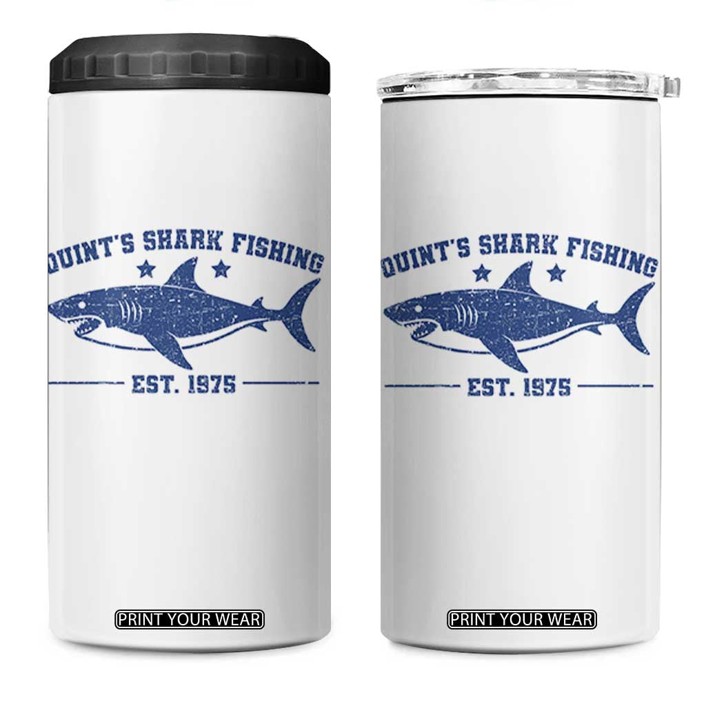 Retro Fisher Birthday 4 in 1 Can Cooler Tumbler Vintage Quints Shark Fishing 1975 TS10 One Size: 16 oz White Print Your Wear