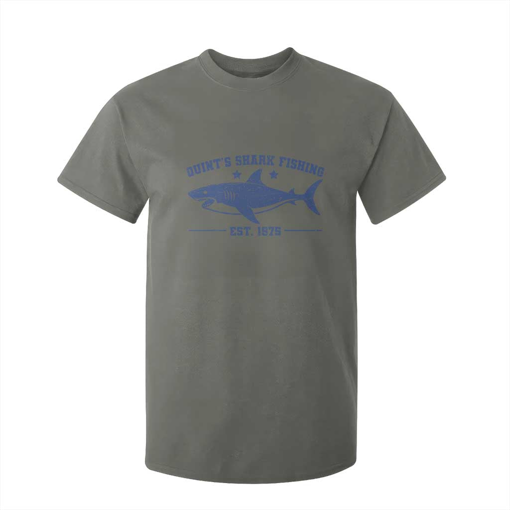 Retro Fisher Birthday T Shirt For Kid Vintage Quints Shark Fishing 1975 TS10 Military Green Print Your Wear