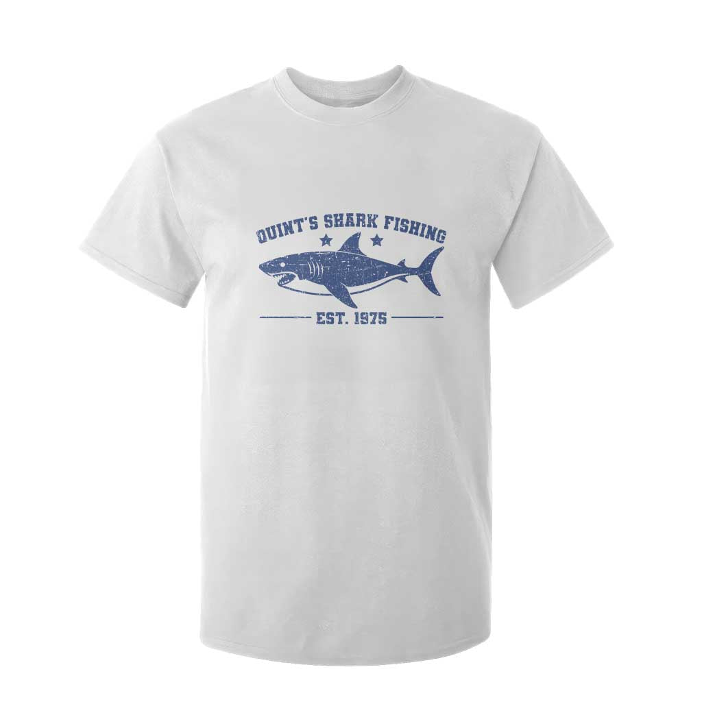 Retro Fisher Birthday T Shirt For Kid Vintage Quints Shark Fishing 1975 TS10 White Print Your Wear