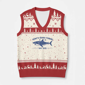 Retro Fisher Birthday V-Neck Knit Sweater Vest Vintage Quints Shark Fishing 1975 TS10 Beige Red Print Your Wear