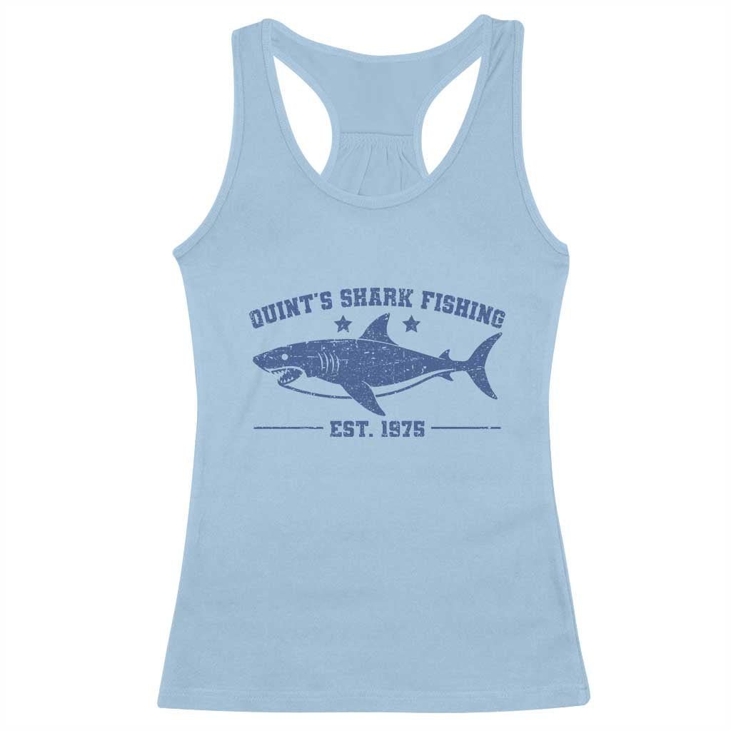 Retro Fisher Birthday Racerback Tank Top Vintage Quints Shark Fishing 1975 TS10 Light Blue Print Your Wear