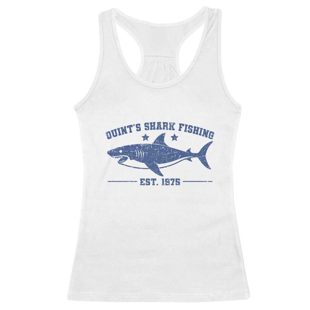 Retro Fisher Birthday Racerback Tank Top Vintage Quints Shark Fishing 1975 TS10 White Print Your Wear