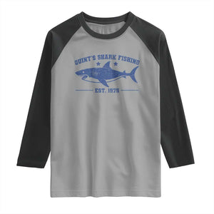 Retro Fisher Birthday Raglan Shirt Vintage Quints Shark Fishing 1975 TS10 Sport Gray Black Print Your Wear