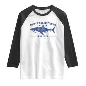 Retro Fisher Birthday Raglan Shirt Vintage Quints Shark Fishing 1975 TS10 White Black Print Your Wear
