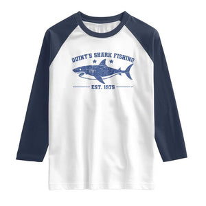 Retro Fisher Birthday Raglan Shirt Vintage Quints Shark Fishing 1975 TS10 White Navy Print Your Wear