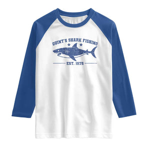 Retro Fisher Birthday Raglan Shirt Vintage Quints Shark Fishing 1975 TS10 White Royal Print Your Wear