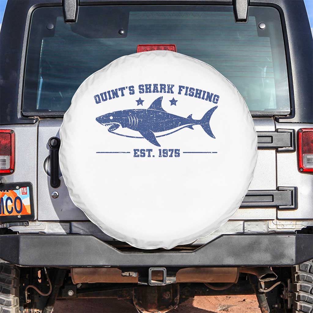 Retro Fisher Birthday Spare Tire Cover Vintage Quints Shark Fishing 1975 TS10 No hole White Print Your Wear