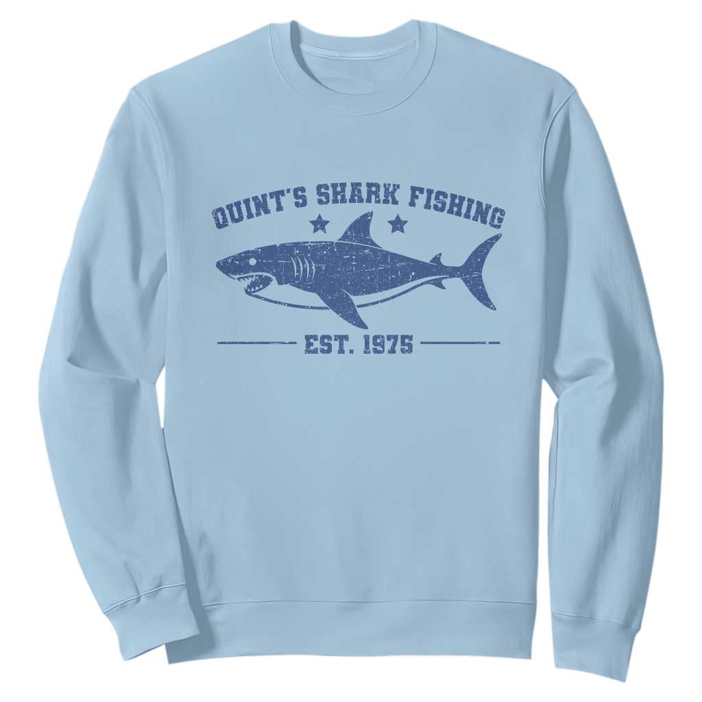 Retro Fisher Birthday Sweatshirt Vintage Quints Shark Fishing 1975 TS10 Light Blue Print Your Wear