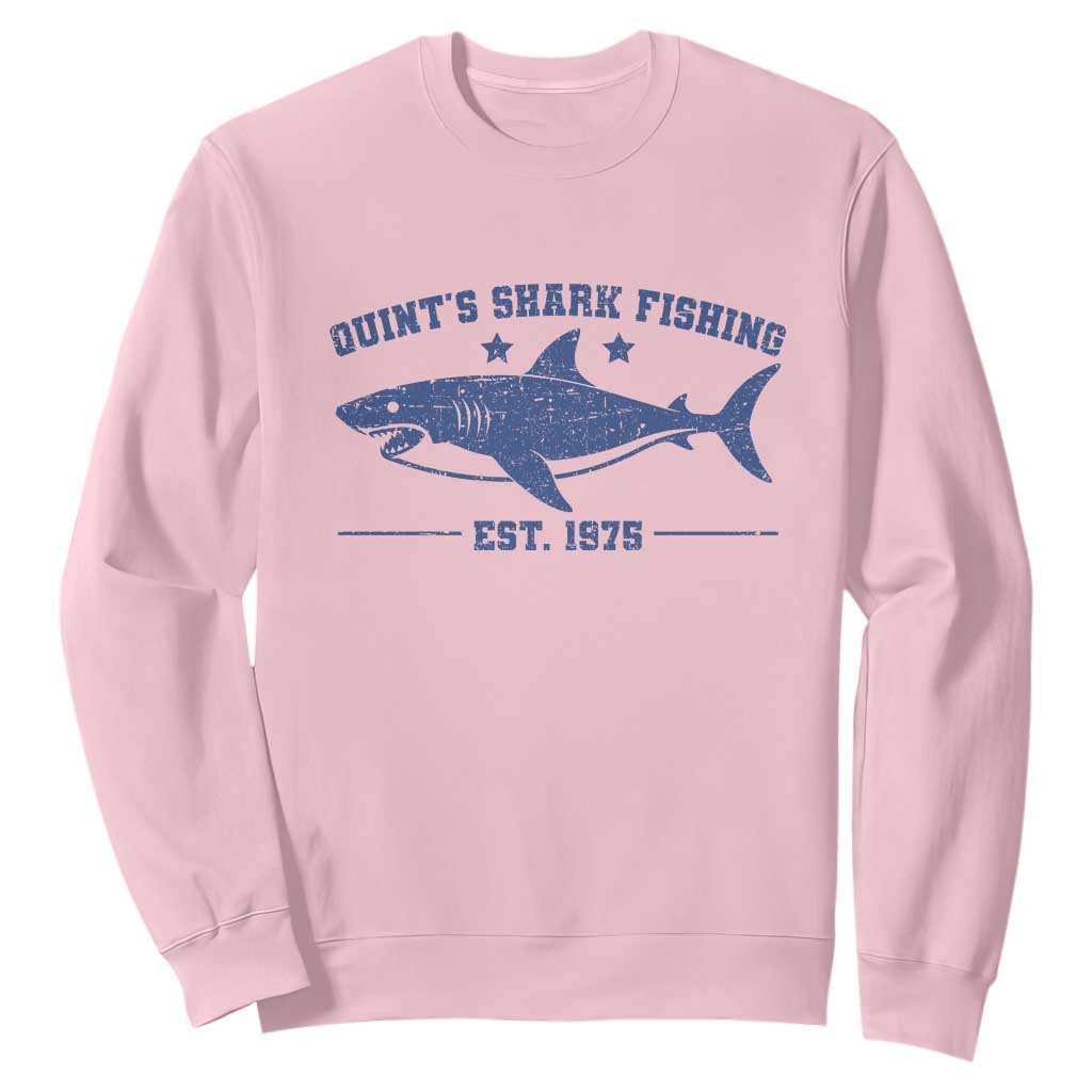Retro Fisher Birthday Sweatshirt Vintage Quints Shark Fishing 1975 TS10 Light Pink Print Your Wear