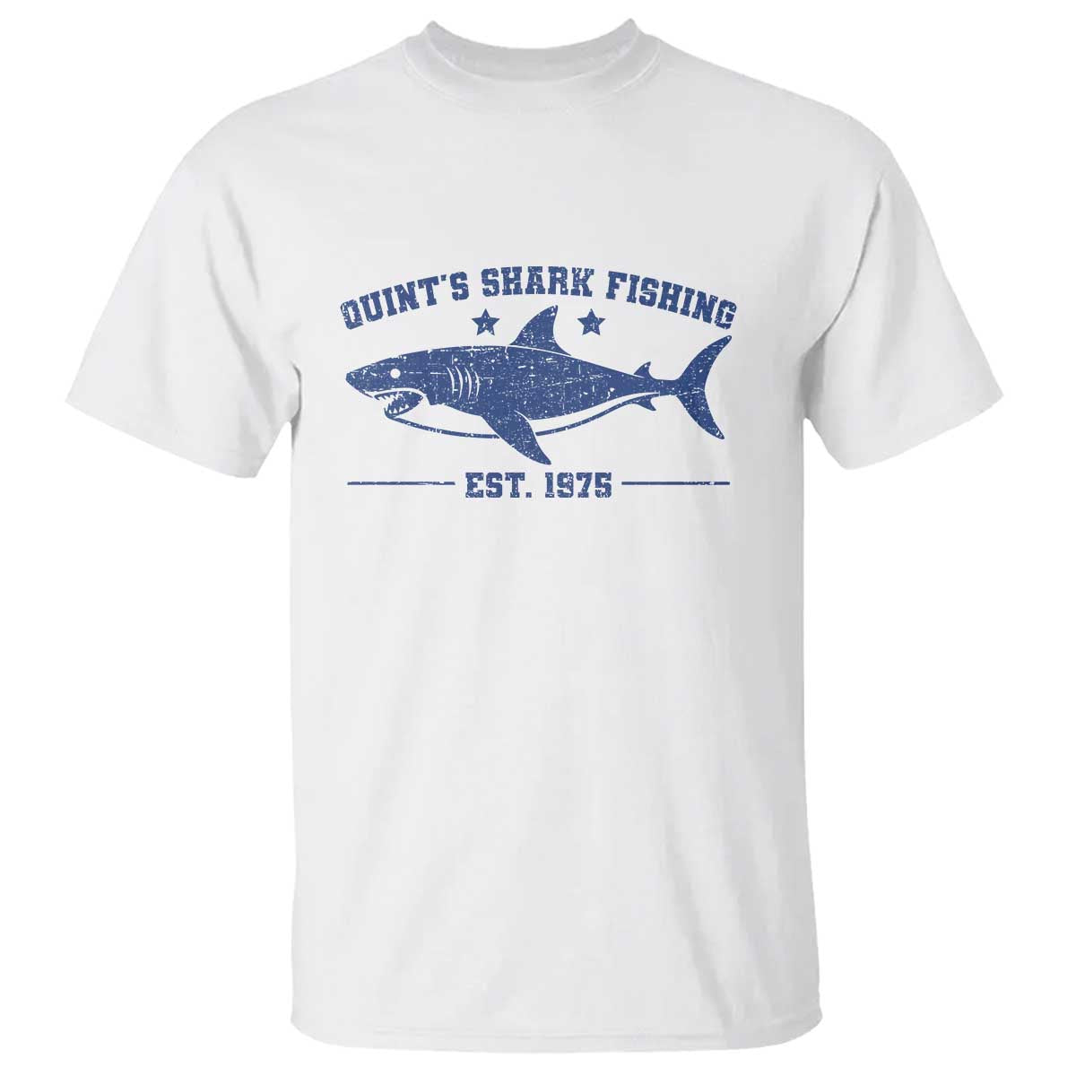 Retro Fisher Birthday T Shirt Vintage Quints Shark Fishing 1975 TS10 White Print Your Wear