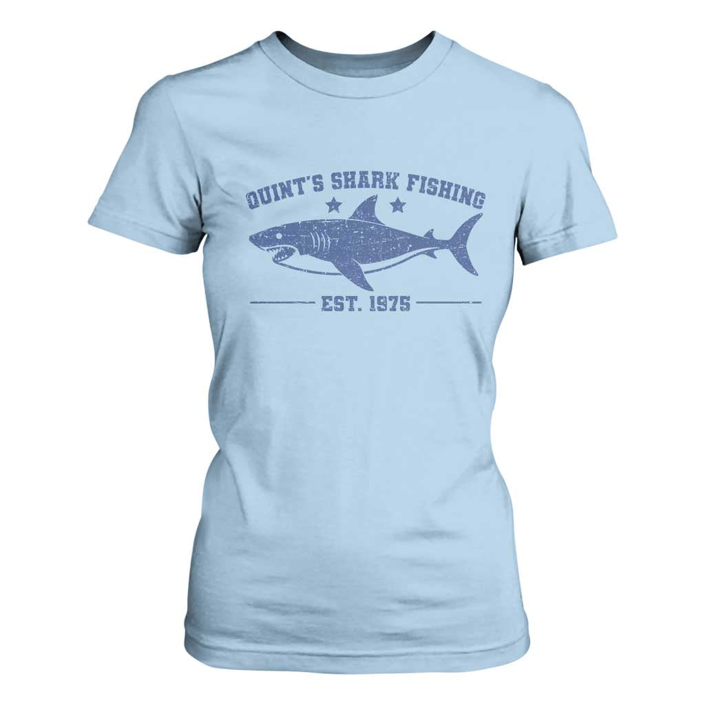 Retro Fisher Birthday T Shirt For Women Vintage Quints Shark Fishing 1975 TS10 Light Blue Print Your Wear
