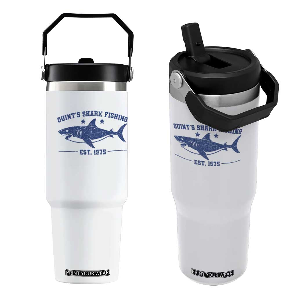 Retro Fisher Birthday Flip Straw Tumbler Vintage Quints Shark Fishing 1975 TS10 One Size: 30 oz White Print Your Wear